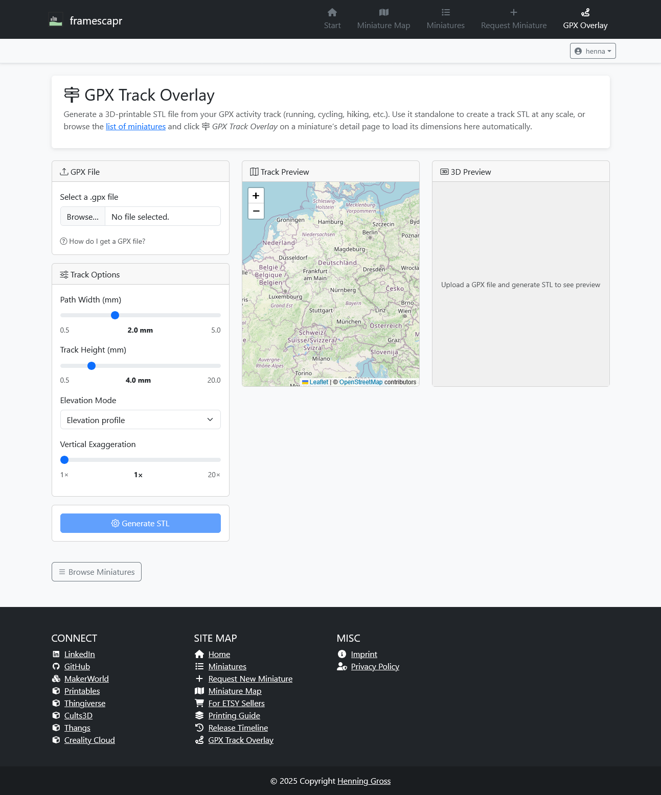 GPX Track Overlay tool in its empty initial state